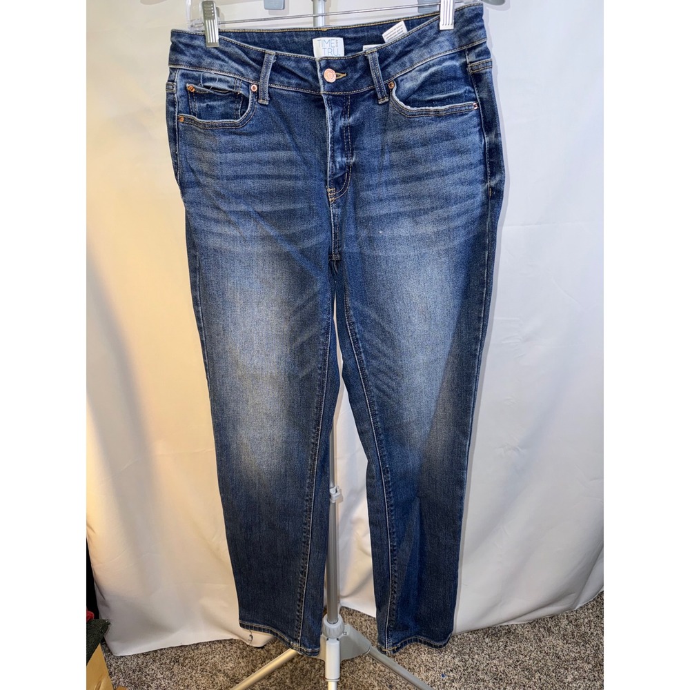 Time and Tru Womens Medium Wash Straight Leg Denim Jeans Blue Size 8 Regular